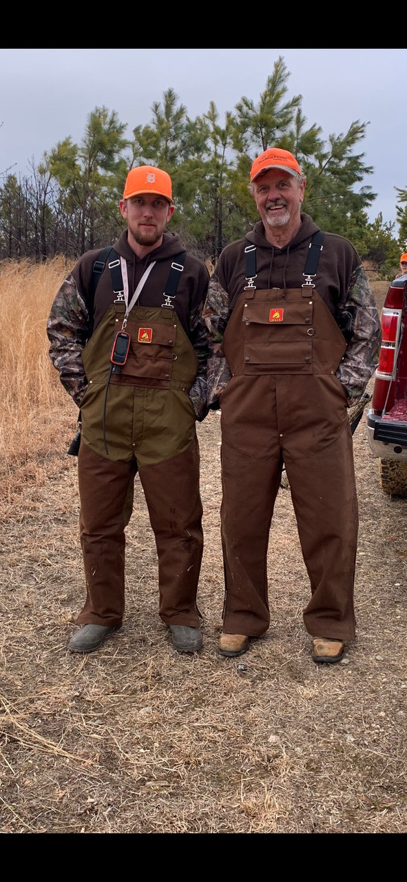 Customer quote: "My husband and father in law have been loving the bibs and hoodie. They went through a lot of thick brier patches and not a single brier poked through. Thank you for everything!!!"