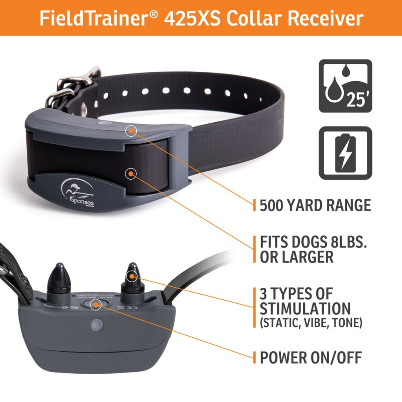 sportdog 425xs stubborn fieldtrainer - collar features - ships free at okie dog supply