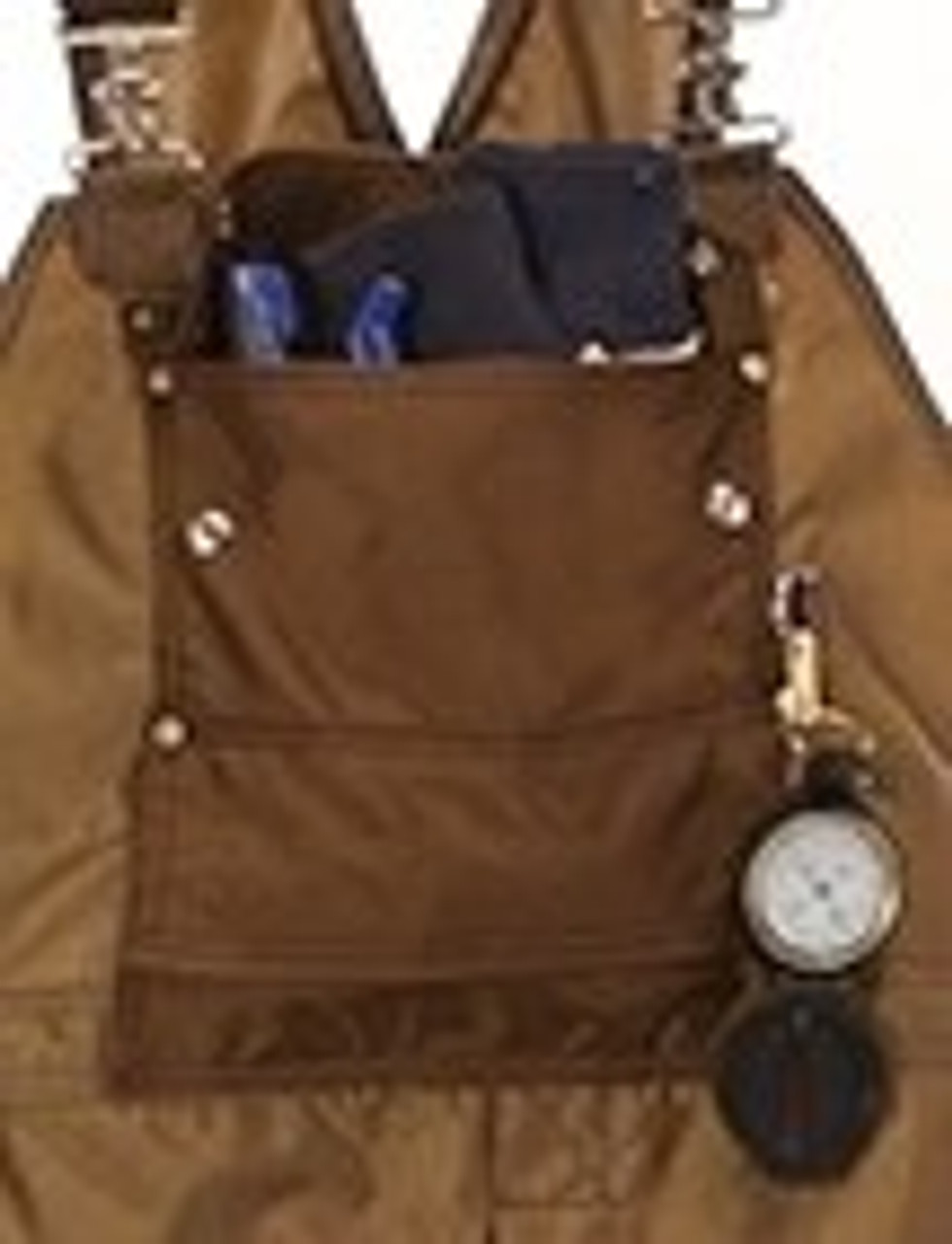 expanded mule brand chest pocket on all mule bibs - at okie dog supply