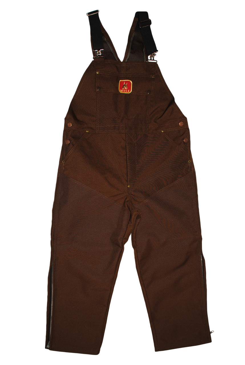 mule briarproof bibs in brown at okie dog supply - mule hunting clothes original bibs