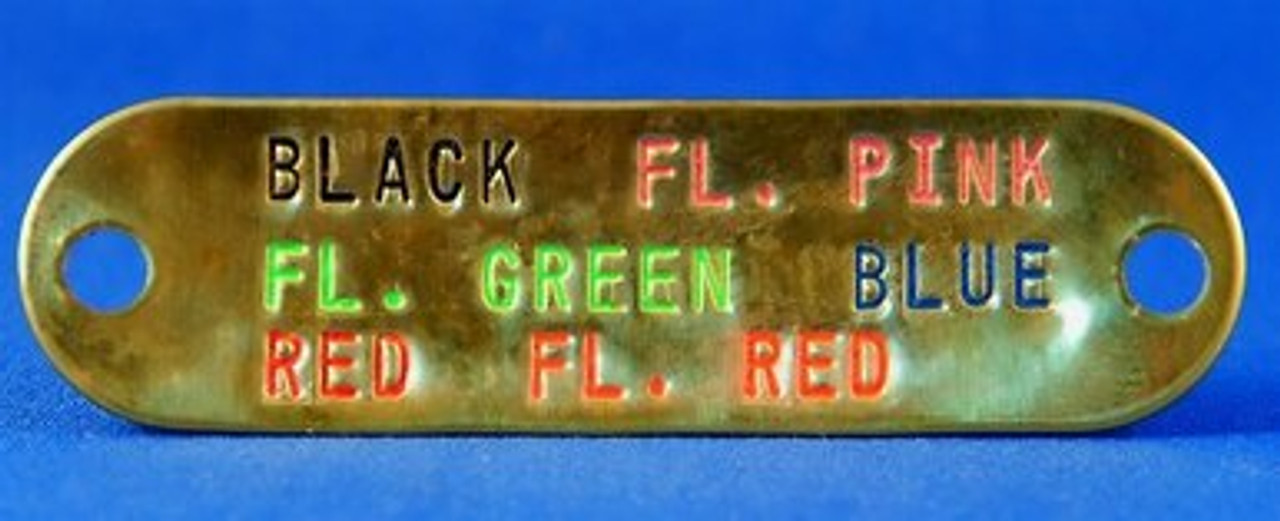 color stamp options for nameplates at okie dog supply