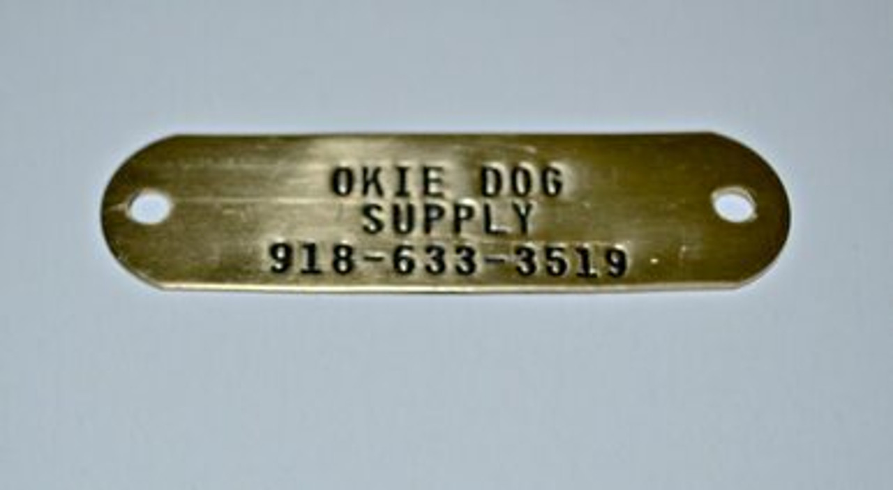 deep hand stamped brass nameplates at okie dog supply