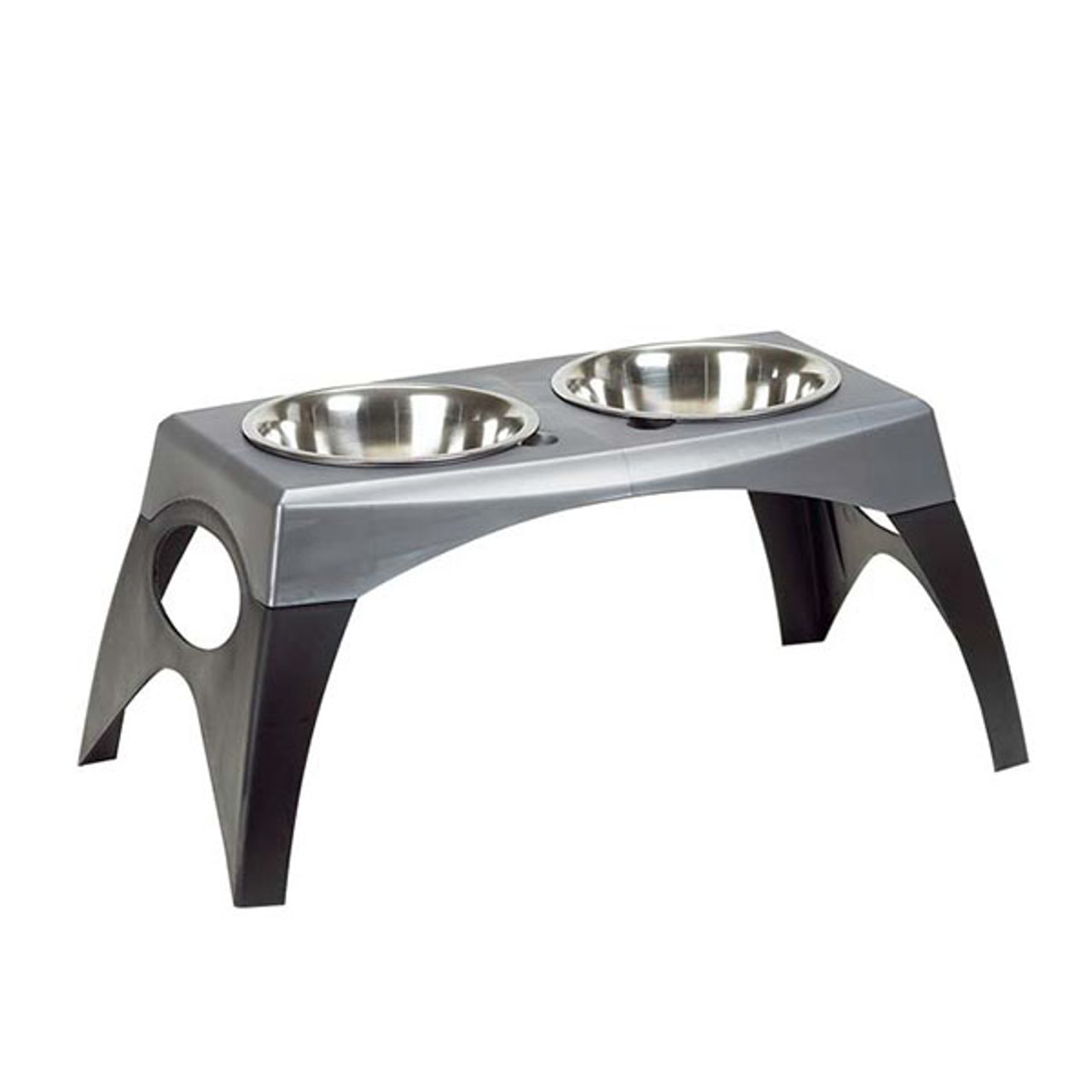 Elevated Pet Feeder that includes stainless steel bowls - available at OKIE DOG SUPPLY!