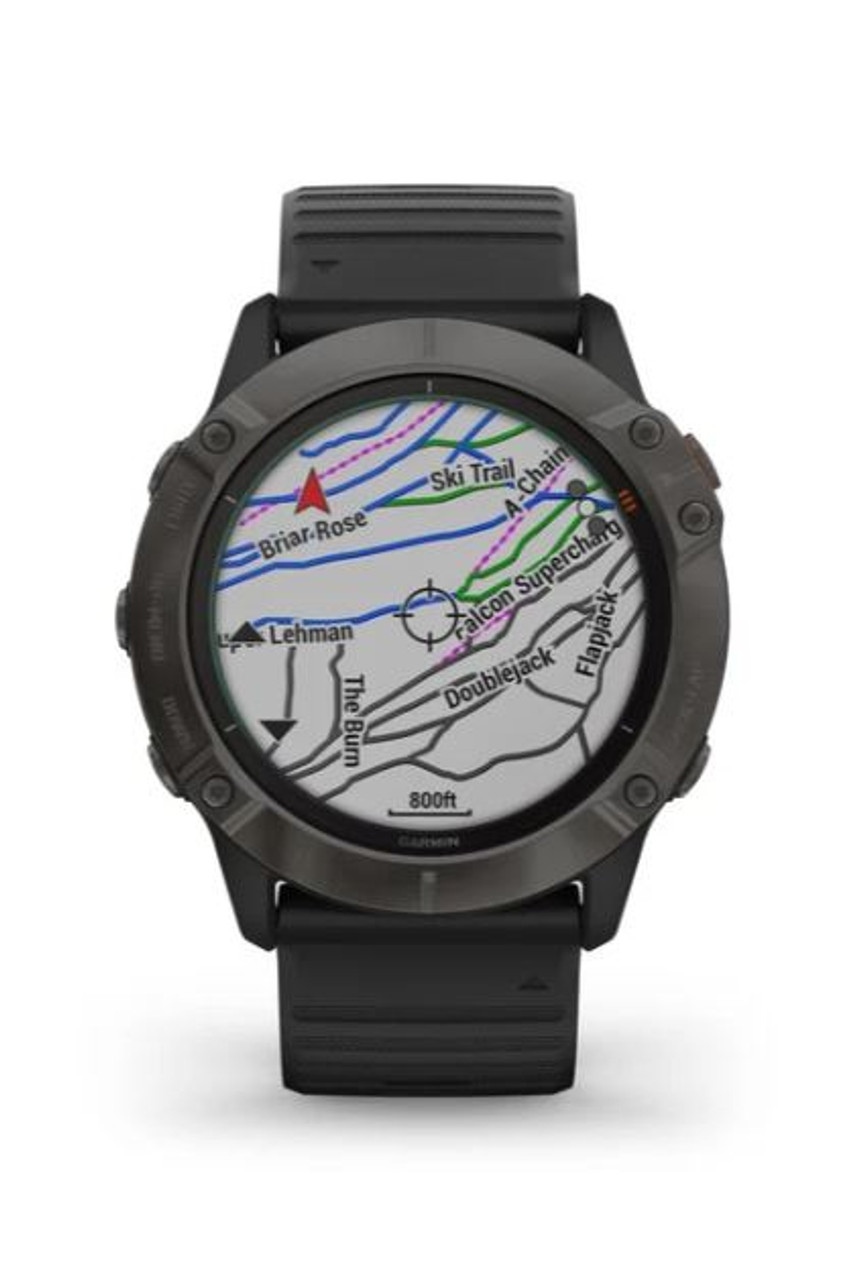Garmin fenix 6X Pro Solar Edition Watch - Titanium Carbon Gray DLC with  Black Band