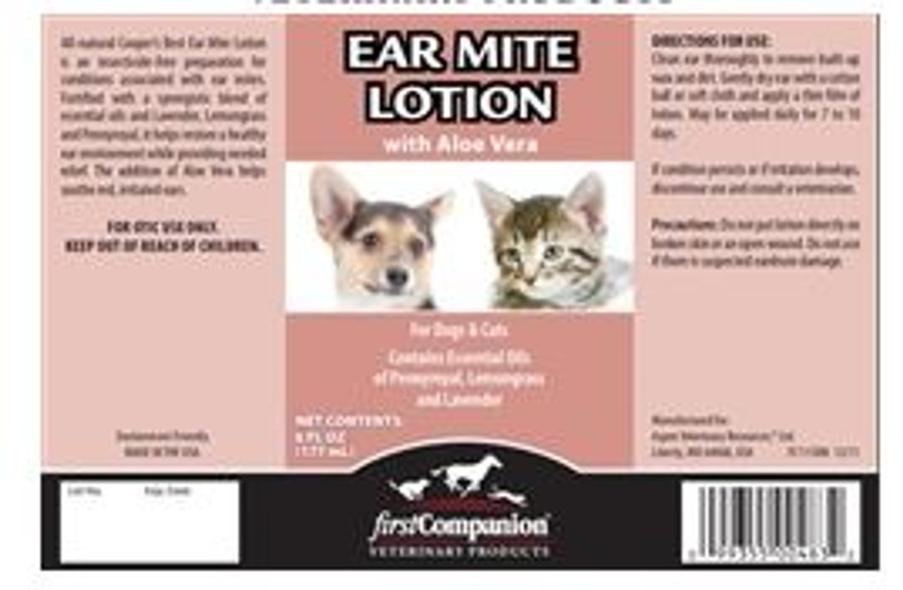 ingredients for ear mite lotion with aloe at okie dog supply