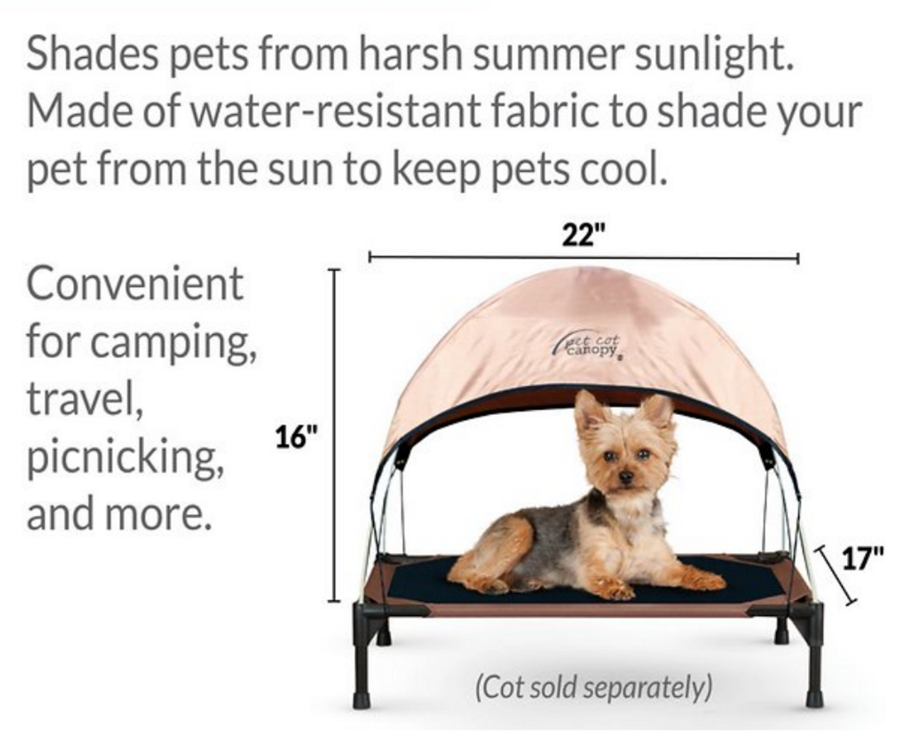 canopy dimensions for small pet bed raised at okie dog supply