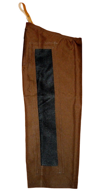 Mule Brand summertime chaps in brown with black mesh vent in back of legs at okie dog supply