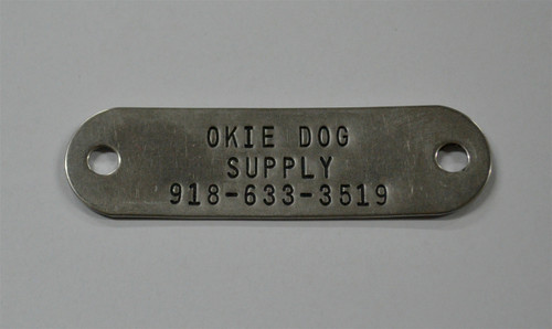 Nameplates for dog collars - Brass or Stainless Steel at OKIE DOG SUPPLY!