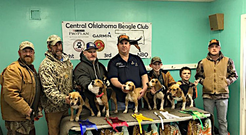 banner with beagle design and sponsors on it - at okie dog supply!