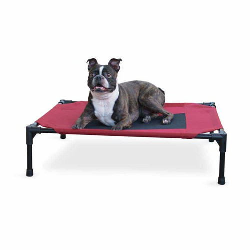 raised pet bed in red at okie dog supply - cooling cot