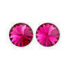 14mm Simple Rivoli Earrings - Fuchsia Clipped 14mm Simple Rivoli Earrings - Fuchsia Clipped