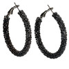 Starlight Crystal Jewelry™ Pave Hoop Earring Jet 40mm Pierced Starlight Crystal Jewelry™ Pave Hoop Earring Jet 40mm Pierced