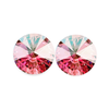 14mm Light Rose AB Simple Rivoli pierced earrings from Star Light Crystal Jewelry on white background