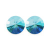 14mm Light Sapphire AB Simple Rivoli pierced earrings from Star Light Crystal Jewelry on white background