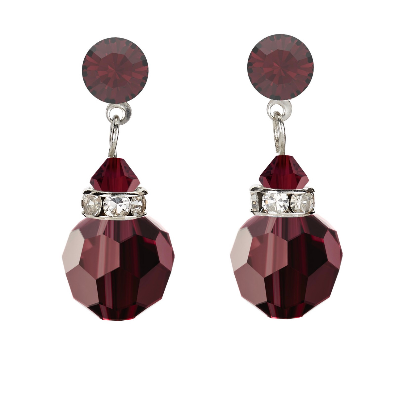 Starlight Crystal Jewelry Bead Dangle Earring Burgundy Pierced