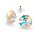 14mm Simple Rivoli Earrings - Crystal AB Pierced 14mm Simple Rivoli Earrings - Crystal AB Pierced