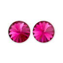 14mm Simple Rivoli Earrings - Fuchsia Clipped 14mm Simple Rivoli Earrings - Fuchsia Clipped