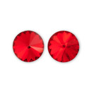 14mm Simple Rivoli Earrings - Light Siam Clipped 14mm Simple Rivoli Earrings - Light Siam Clipped