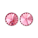 14mm Simple Rivoli Earrings - Rose Pierced