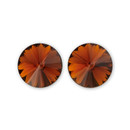 14mm Simple Rivoli Earrings - Smoked Topaz Clipped 14mm Simple Rivoli Earrings - Smoked Topaz Clipped