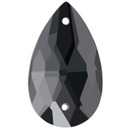 PriceLess Sew On Pear Black Diamond 22x13mm