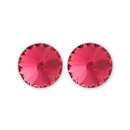 14mm Simple Rivoli Earrings - Indian Pink Pierced 14mm Simple Rivoli Earrings - Indian Pink Pierced