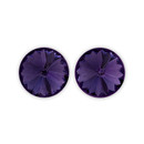 14mm Simple Rivoli Earrings - Purple Velvet Pierced 14mm Simple Rivoli Earrings - Purple Velvet Pierced