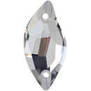 Starcut Crystal Sew On Leaf Black Diamond 20x10mm