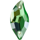 Starcut Crystal Sew On Leaf Fern Green 20x10mm