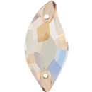 Starcut Crystal Sew On Leaf Golden Shadow 20x10mm