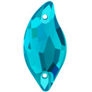 Starcut Crystal Sew On Leaf Blue Zircon 20x10mm