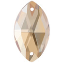Starcut Crystal Sew On Navette Golden Shadow 18x9mm
