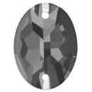 Starcut Crystal Sew On Oval Jet Hematite 18x13mm