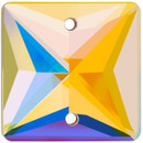 Starcut Crystal Sew On Square Crystal AB Unfoiled 14mm