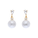 Crystal Avenue Earrings 25488 - Teardrop Pearl Drop White/Gold Pierced