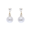 Crystal Avenue Earrings 25488 - Teardrop Pearl Drop White/Silver Pierced