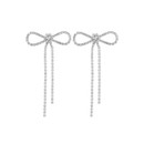 Crystal Avenue Earrings 26646 - Rhinestone Ribbon Crystal/Silver Pierced