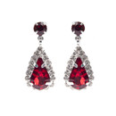 Crystal Avenue Earrings 28226 - Rhinestone Teardrop Siam/Silver Pierced