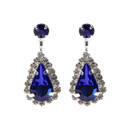 Crystal Avenue Earrings 28226 - Rhinestone Teardrop Sapphire/Silver Pierced