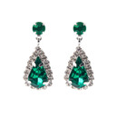 Crystal Avenue Earrings 28226 - Rhinestone Teardrop Emerald/Silver Pierced
