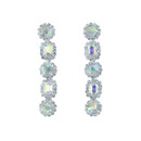 Crystal Avenue Earrings 26022 - Round & Square Drop Crystal AB/Silver Pierced