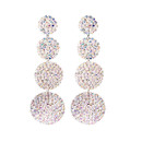 Crystal Avenue Earrings 26726 - Four Round Drop Crystal AB/Silver Pierced