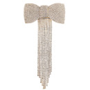 Crystal Avenue Hair Accessory 72051 - Bow Tassle Barrette Crystal/Gold