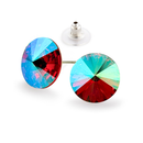 14mm Simple Rivoli Earrings - Light Siam AB Pierced