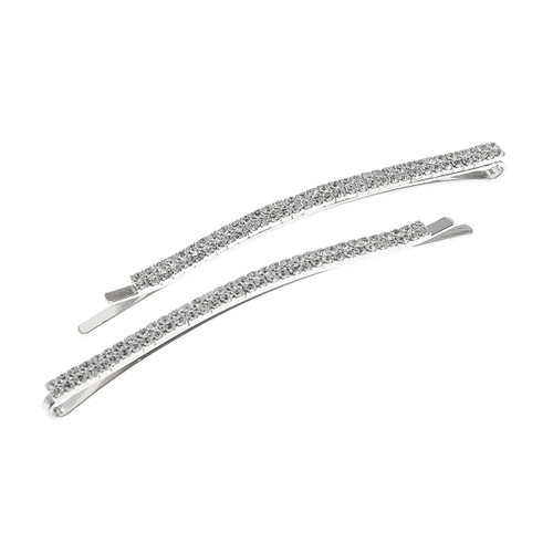 Crystal Avenue Hair Accessory 71836 - 2 Row 3.5 inch Bobby Pin Crystal/Silver