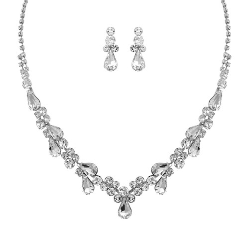 Crystal Avenue Necklace Earring Set 15482 - S Rs Drop Stone Set Cr