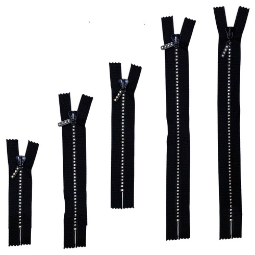 Austrian Crystal Zipper Classic - Crystal/Black - Non-Separating