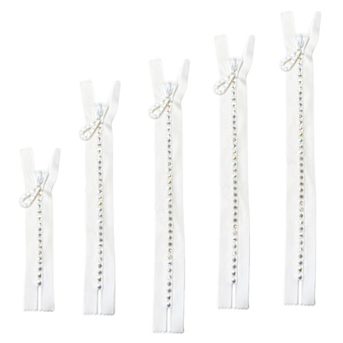 Austrian Crystal Zipper Magic - Crystal/White 12" - Non-Separating