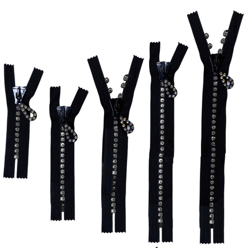 Austrian Crystal Zipper Magic - Crystal/Black - Non-Separating