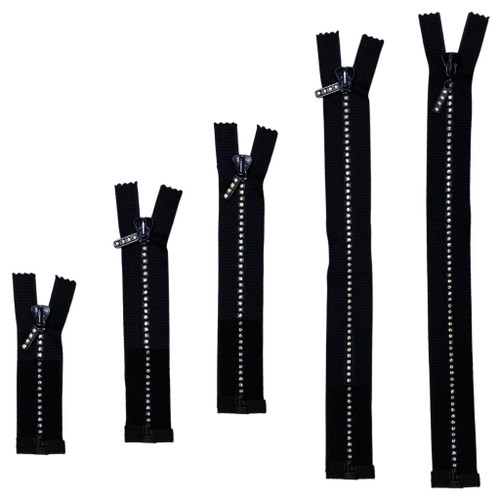Austrian Crystal Zipper Classic - Crystal/Black 12" - SEPARATING